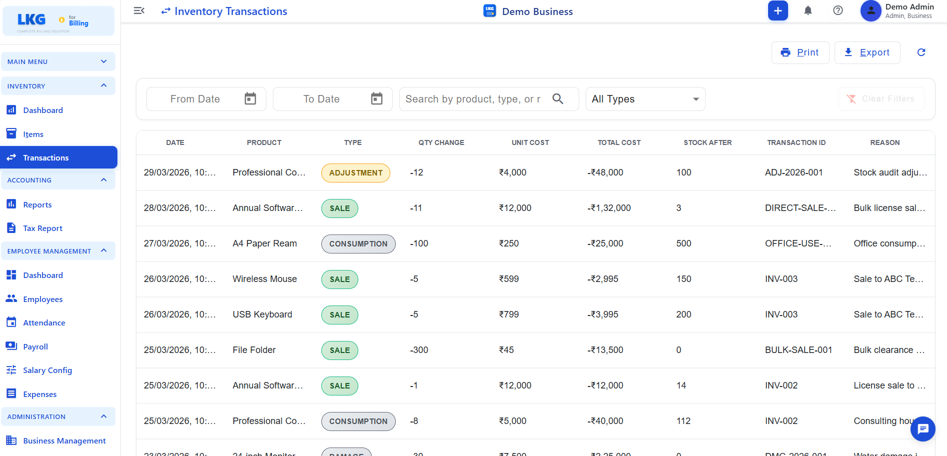 Inventory Transactions